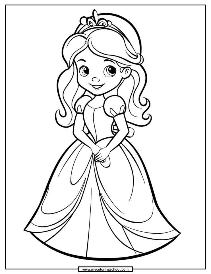 Cute Princess Coloring Page