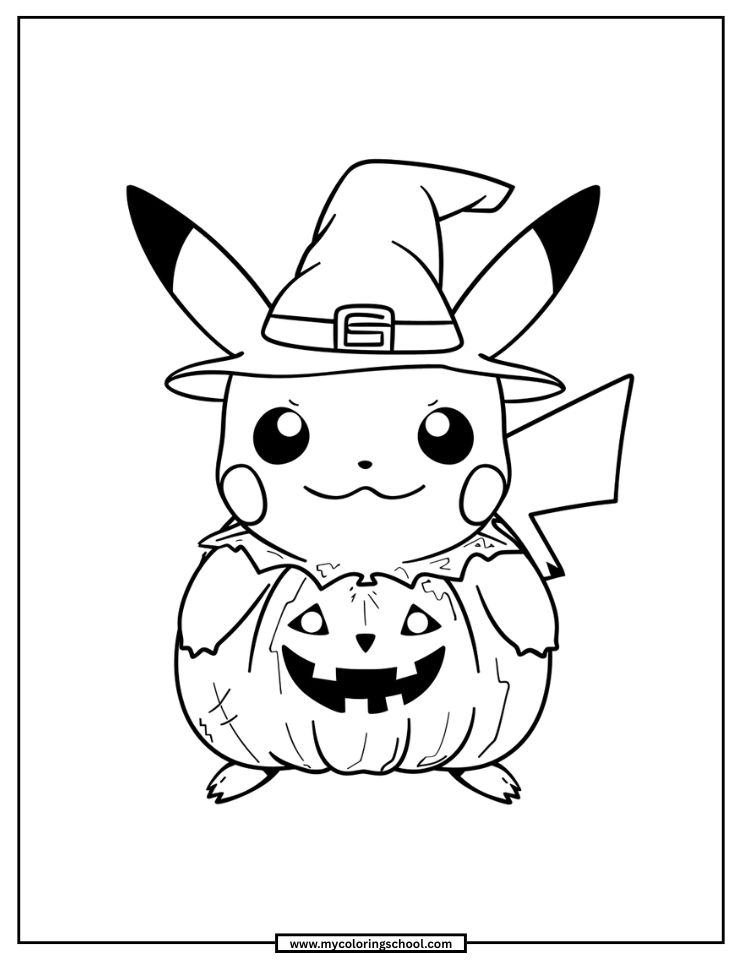 Halloween Pikachu Coloring Page