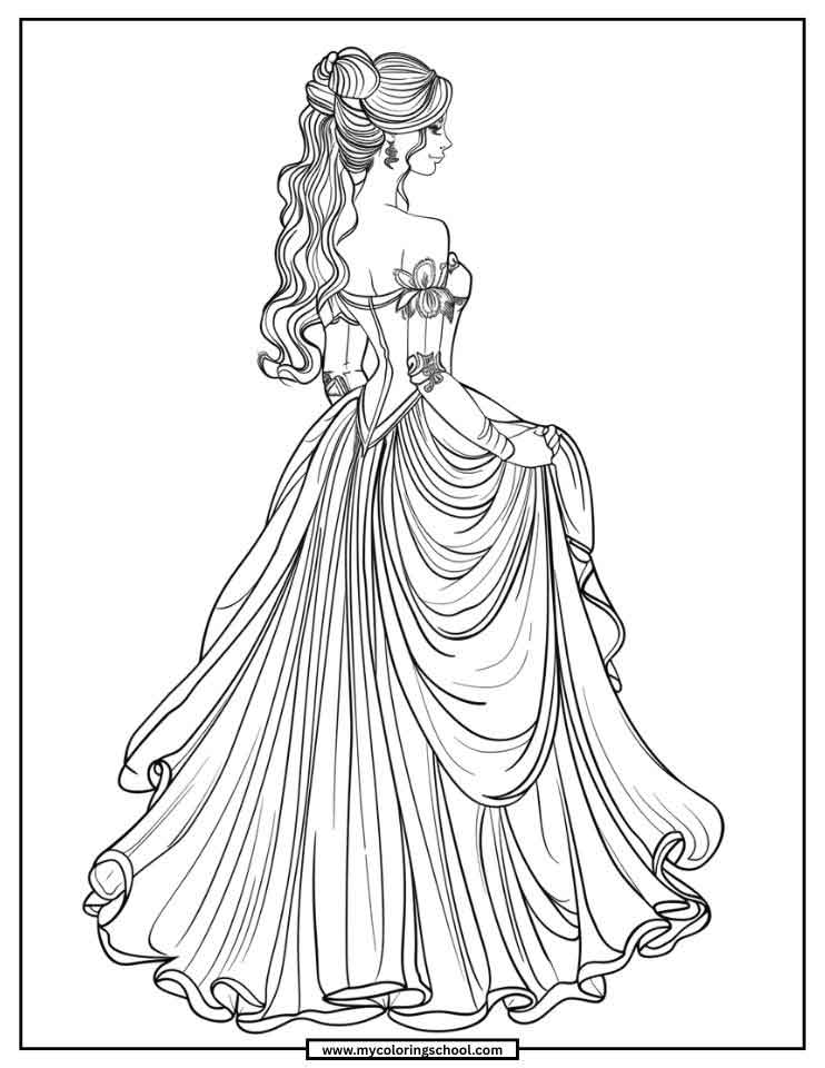 Princess Coloring Page for Adults
