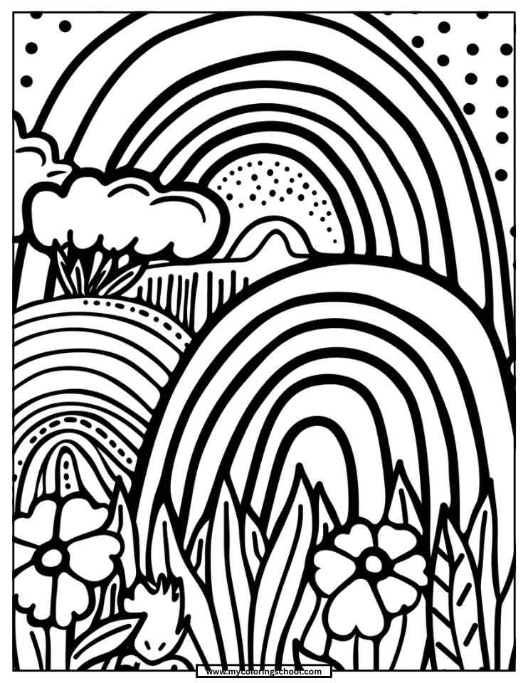 Adult Rainbow Coloring Page