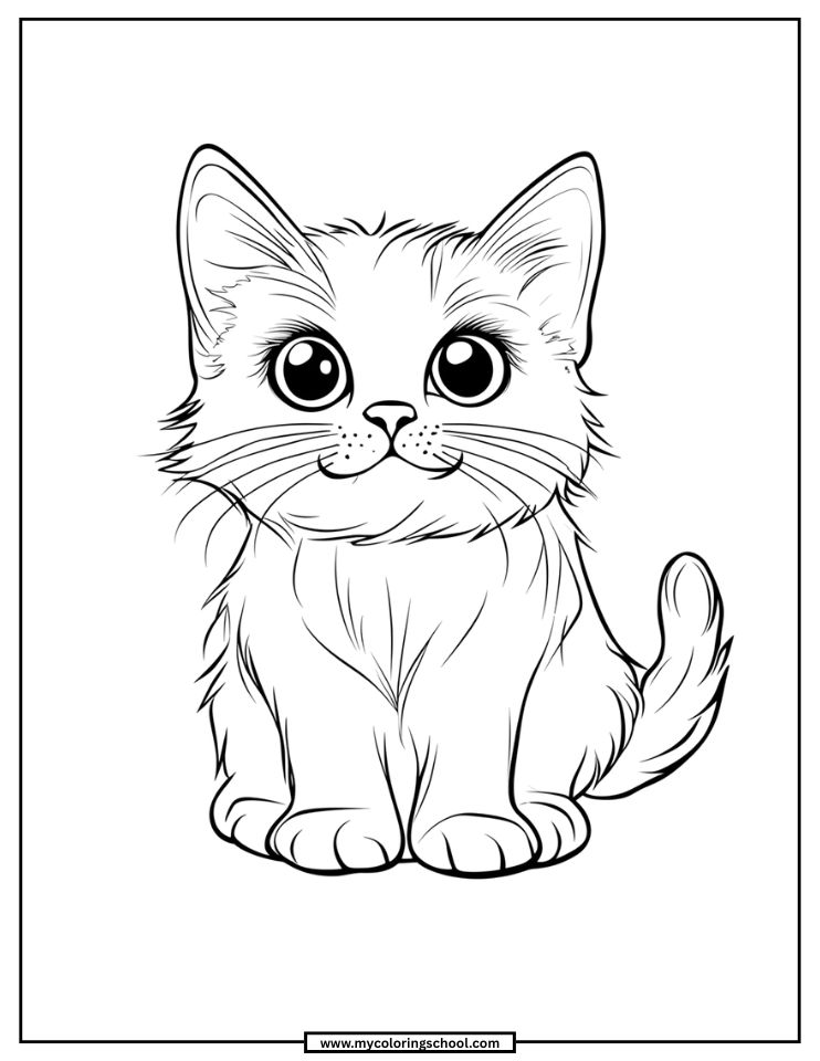 Cat Coloring Page for Adults