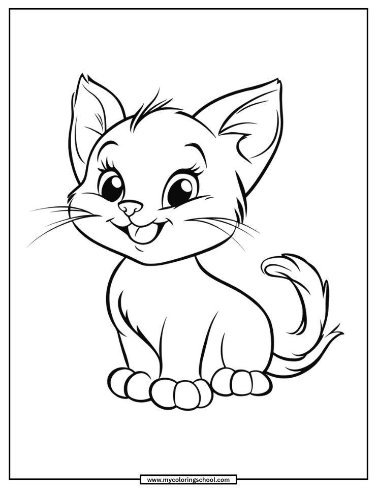 Cat Coloring Page for Kids