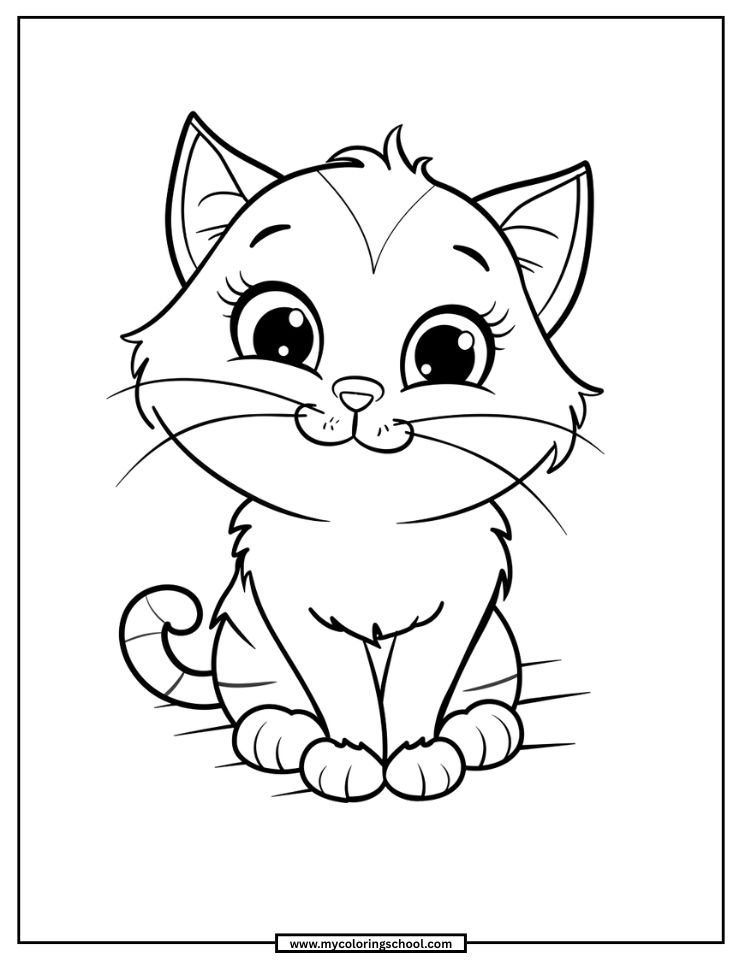 Cute Cat Coloring Page