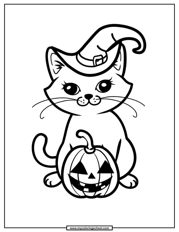 Halloween Cat Coloring Page