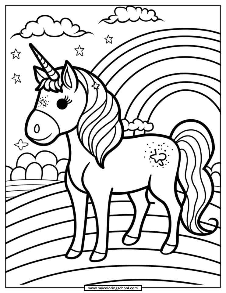 Unicorn Rainbow Coloring Pages