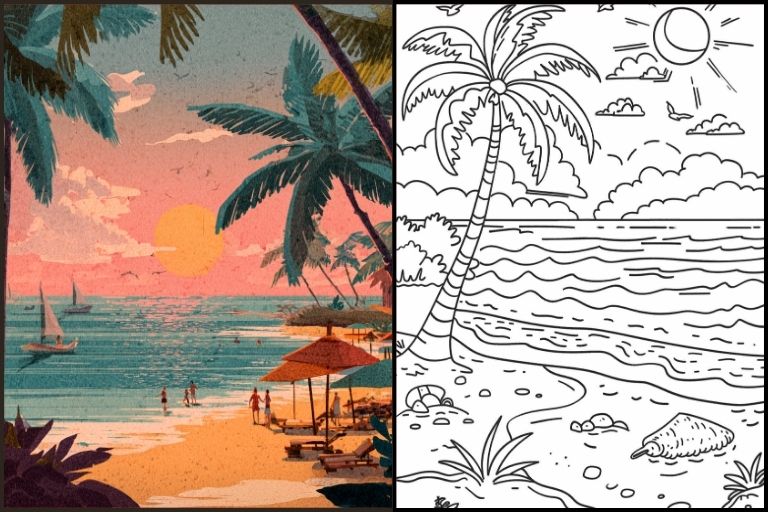 Beach Coloring Pages