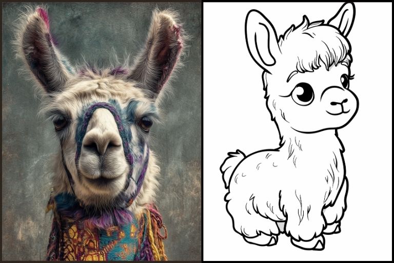Llama Coloring Pages