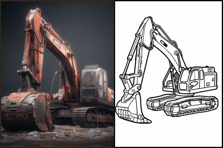 Excavator Coloring Pages