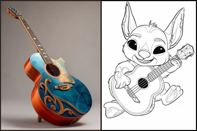 Guitar Coloring Pages